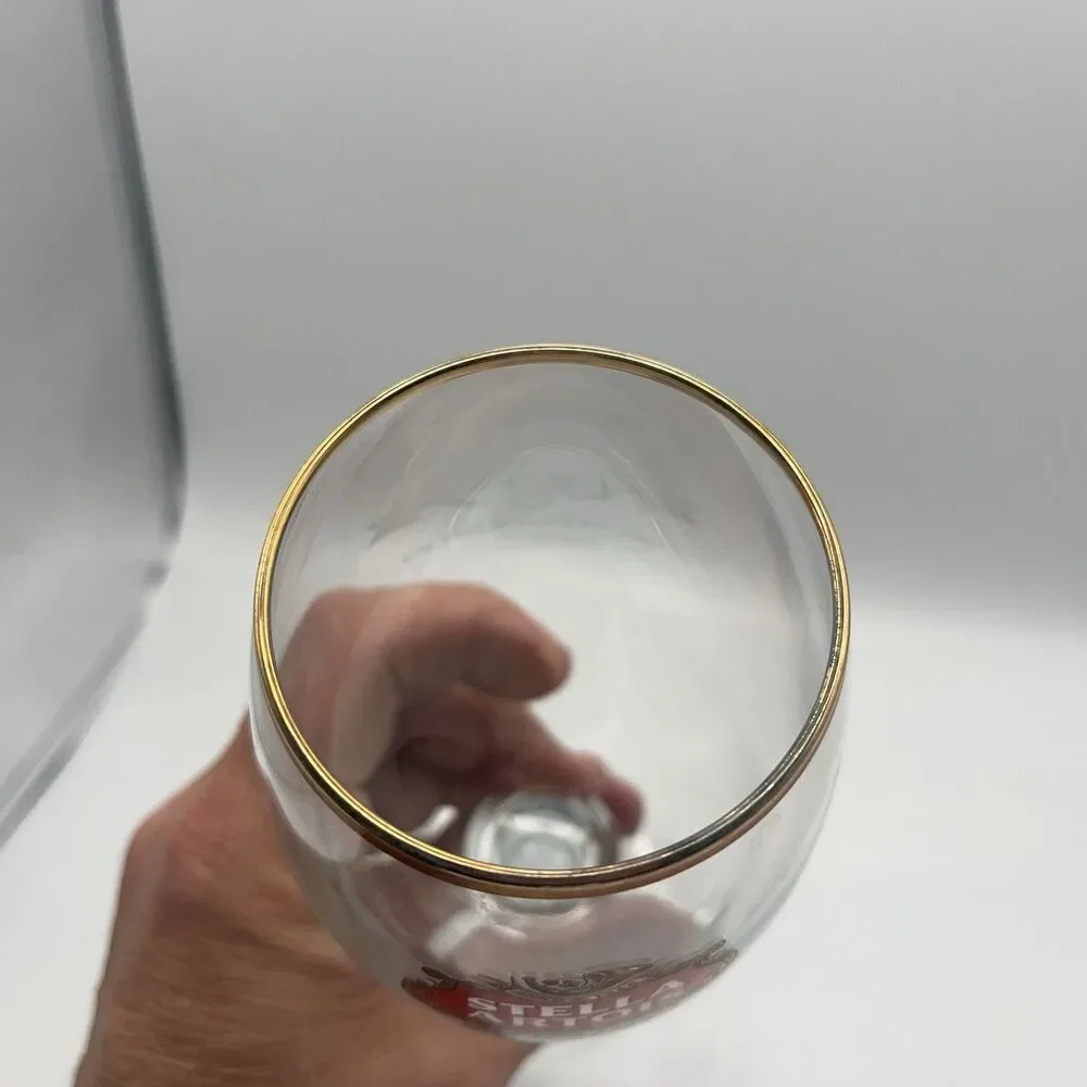 Stella Artois Belgium Beer Glass Chalice Cup 33 cl Gold Rimmed Stem 8